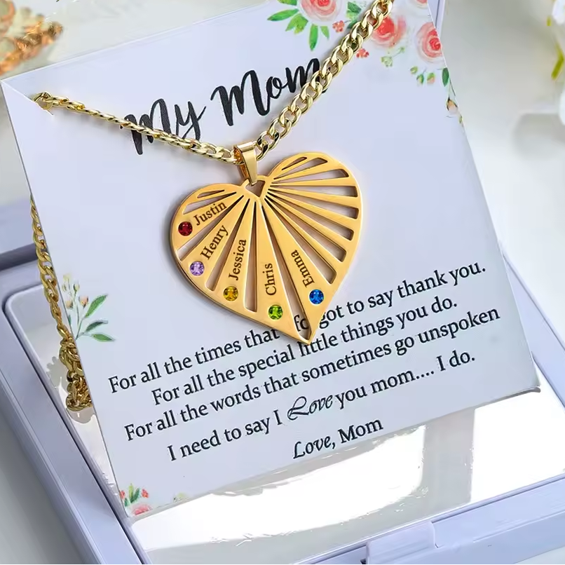 EverGift™Personalized Heart Birthstone Necklace